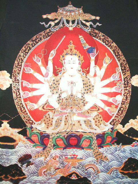 長袖Ｔシャツ　レディース　チベット仏教長袖Ｔシャツ　ロンＴ　チベット曼荼羅Ｔシャツ　女性サイズ　仏陀Ｔシャツ　千手観音