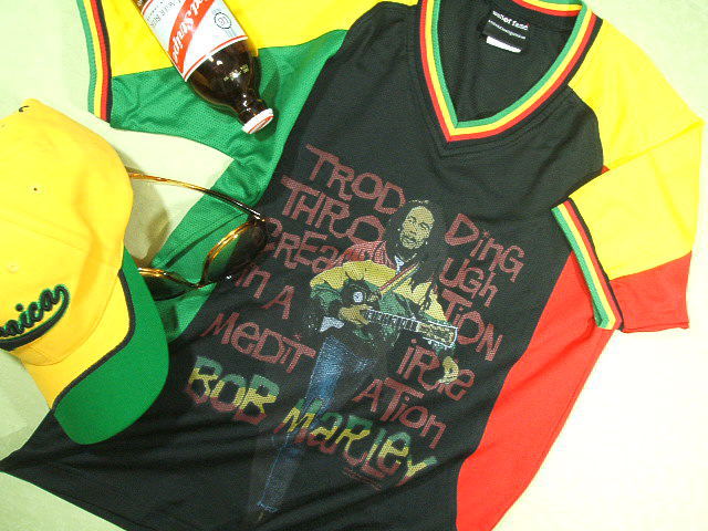 ボブマーリーＴシャツ　Bob Marley T-shirt　ラスタメッシュＴシャツ