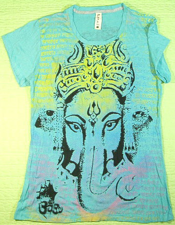 ガネーシャＴシャツ　女性サイズ　ガネーシャのＴシャツ　GANESHA　Tshirt　インドの神様Ｔシャツ